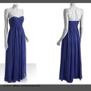 Elegant Blue Strapless Maxi Dress